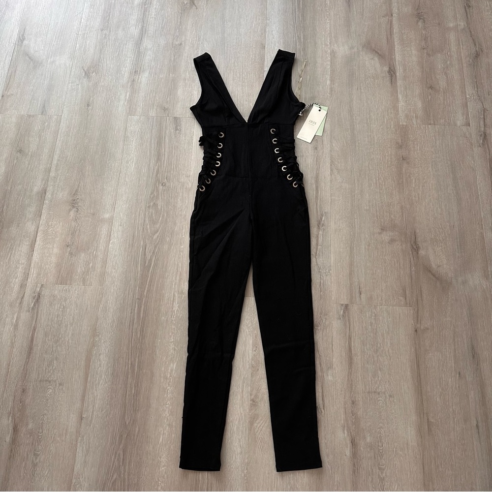 Black full length skinny jumpsuit